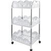 kasaviva CARRELLO DOLLY DA CUCINA REALIZZATO IN PLASTICA CON 3 RIPIANI (Bianco)