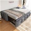 YuQozii Letto imbottito per divano letto allungabile, 90/180 x 190 cm, in velluto Teddy, letto singolo, matrimoniale, con rete a doghe, letto multifunzione (senza materasso) (grigio)
