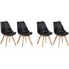 IZTOSS Set di 4 Sedie Cucina Moderno, Sedie Sala da Pranzo 4 pezzi con Gambe in Legno Vendute, comodo cuscino del sedile in schiuma (B-Nero-4 pezzi)