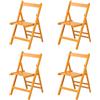 Totò Piccinni Set 4 SEDIE Pieghevoli Legno di Alta qualità, Comode, Resistenti, Salvaspazio (Arancione)