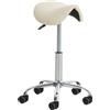 CLP Sgabello Lavoro Reno In Similpelle I Sgabello Pc A Sella Imbottito Regolabile 53-68 CM E Girevole Base In Metallo, Colore:crema