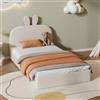 Witimisy Letto singolo, con doghe in legno, velluto, beige, 208 x 96 x 91 cm