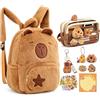 CYGMRFH Zaini In Peluche a Forma Di Capibara, Zaini Con Simpatici Animaletti, Zaini Da Viaggio Con Ciondoli e Spallacci Regolabili, Zaini In Peluche Casual Adatti a Ragazzi e Bambini In Età Prescolare