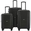 NPLE KRYPTON Set 3 Trolley Rigidi Espandibili ABS Premium 55/66/76 cm - Valigie con TSA, 4 Doppie Ruote 360°, Bagaglio a Mano, Manico Telescopico e Organizer Interno -Nero