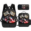 ASD Jewerly 3Pcs Set personalizzato ingegneria veicoli a tema zaino borsa regalo, nome personalizzato costruzione veicoli a tema escavatore camion stampa zaino casual laptop daypack borsa (style27)