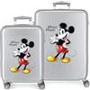 Disney Set valigie Disney 100 Mickey Joyful Grigio 55/70 cm ABS rigido Lucchetto TSA integrato 119L 6 kg 4 doppie ruote bagaglio a mano