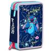 Seven Astuccio 3 Scomparti, LILO & STITCH MY ALIEN PAL, Blu, Triplo Scomparto, Completo di Matite, Pennarelli, Colori, Accessori Zaino, Elementari, Medie