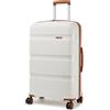 KONO Valigia Grande Trolley in PP Rigida con 4 Ruote e Serratura TSA (75 cm, Bianco Crema)