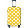 Helhappy Copertura per bagagli da viaggio, protezione per valigia, mazzi di fiori, lavabile, in spandex, elastica, 45-81 cm, Pois bianchi su giallo, L