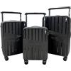 Generic Set di Valigie Trolley Rigidi 3 Pezzi in Polipropilene Ultraresistente Valigia Trolley con Chiusura TSA e 4 Ruote Doppie silenziose, carello manico largo in alluminio. (Nero)