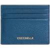 Coccinelle Portacarte di Credito Metallic Soft, Pelle, Deep Blue, 10 x 8.5 x 0.5 cm, RFID Safe, con Tasca Centrale