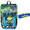 Mitama Zaino Estensibile 4 Zip, MITAREX, Blu, Doppio Scomparto + Astuccio Mitamini Animals, Chiusura con Zip, In Silicone, Blu, Bambino, Scuola Elementare