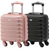 Flight Knight Set Of 2 Lightweight 4 Wheel ABS Hard Case Suitcases Cabin Carry On Hand Luggage Approved For Over 100 Airlines Including easyJet & Maximum Size For Vueling & Wizz Air 40x30x20cm