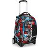 Seven Trolley Scuola Jack 2 Ruote, Nero Rosso, Half Street, 3 in 1, Triplo Uso, Zaino Con Carrello Sganciabile, Tasca Porta Borraccia e Crossover System, Zaino Scuola Viaggio, Bambino Ragazzo