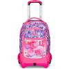 Seven SJ Gang Trolley Scuola Jack 3 Ruote, Rosa, Sphere Full Girl, 3 in 1, Triplo Uso, Zaino Con Carrello Sganciabile, Tasca Porta Borraccia e Crossover System, Zaino Scuola Viaggio, Bambina Ragazza