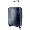 R.Leone Valigia da 1 Fino a Set 4 Trolley Rigido grande, medio, bagaglio a mano e beauty case 8 ruote in ABS 950 (M Medio, Blu)