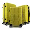R.Leone Valigia da 1 pezzo Fino a Set 4 Trolley Rigido grande, medio, bagaglio a mano e beauty case 4 ruote in ABS 611 (Set 3 Pezzi S M L, Giallo)