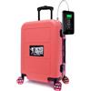 TOKYOTO Valigia Cabina Ruote Skate Silenziose Caricatore USB Resistente Leggero Policarbonato Tedesco Bagaglio Trolley a Mano Rigida 55x35x20 cm LUGGAGE (KABUTO CORAL, Solo Valigia)