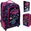 PRESTIGE & DELUXE Trolley Zaino Stitch Blu Rosa per la scuola + Astuccio 3 piani + Agenda 2024/2025 + omaggio 7 penne + Omaggio portachiave paillettes + Penna sirena