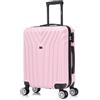 R.Leone Valigia da 1 Fino a Set 4 Trolley Rigido grande, medio, bagaglio a mano 55x40x23 cm Wizz, ITA Airways e bagaglio 45x36x20 cm EasyJet in ABS 9001 (Rosa Pastello, S Bagaglio a mano)