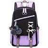 WANWEN Zaino Scuola Media Ragazza Kawaii, Grande Dimensione, Scomparto Separato per Laptop e Grazioso Ciondolo in Peluche, Adatto alle Ragazze dai 9 ai 18 Anni (Viola)