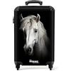 NoBoringSuitcases.com Trolley Bagaglio a Mano 55x40x20 cm, Valigia da 10 kg (Cavallo - Bianco)