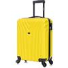 R.Leone Valigia da 1 Fino a Set 4 Trolley Rigido grande, medio, bagaglio a mano e bagaglio EasyJet 45X36X20cm 4 ruote in ABS 9002 (Giallo, S Bagaglio a mano)