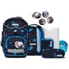 ergobag pack Set Bundle AW24/25, zaino ergonomico per la scuola flessibile 7 pezzi prima elementare Crime HuntBear - Blu scuro