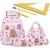 Ancsttu Zaino Capibara | Set Zaino Scolastico Ragazza | Bambini con Astuccio e Borsa Pranzo per Scuola