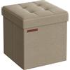 SONGMICS Pouf Contenitore da 38 cm, Cassapanca Pieghevole, Panca Contenitore, Poggiapiedi, per Camera da Letto Ingresso Soggiorno, Marrone Cammello LSF027K01