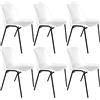 OFITURIA Silla de Oficina Sin Ruedas, Silla Confidente de Plástico con Estructura Metálica, Silla para Sala de Espera, Recepción, Reuniones, Conferencias, etc (6 Sillas, Blanco)