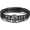 MunkiMix Bracciale in Pelle Uomo con Foto e 2-6 Nomi Personalizzati, Intagliate Perline e Foto, Fibbia con Estensione Regolabile, Regalo per Marito Fidanzato B9