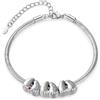 Gaosh Bracciale Personalizzato con Piedi di Bambino per Donna Bracciale con Nome e Pietra Portafortuna per Mamma, Nonna, Regalo Festa della Mamma (3 Nomi)