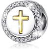 Eusense Croce Pandora Charm, Bead Croce in Argento Sterling Compatibili con il Braccialetto Europeo