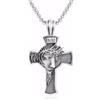 DESHOME Vintage Croce Gesù Collana 3D Scolpito Ciondolo Amuleto Religioso in Peltro con Catena Regolabile, Collana Maglione per Uomini e Donne, Regalo Unisex, Testa di Gesù