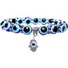 Yifnny Bracciale Malocchio Blu, Lucky Evil Eye Bracciale Elastico Mano di Bracciale Malocchio per Donne Protezione e Benedizione delle Donne (10mm)