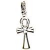 PEGASO GIOIELLI - Ciondolo Oro Bianco 18kt (750) Pendente Piccola Croce della Vita Uomo Donna Bambini