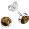 mantraroma orecchini a bottone in argento 925 con occhio di tigre e pietra preziosa marrone, orecchini in vero argento sterling da donna, regalo
