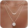 Meteorstarry Collana in argento da donna, delicata collana girocollo lunga a triplo strato in argento Sterling per donne, regolabile e impermeabile, bigiotteria per ragazze, Misura unica, Placcato