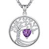 Eusense Ciondolo Albero della Vita con Cuore e Ametista Collana Albero Della Vita Gioiello per Donna, Regalo per la Moglie, la Figlia e la Mamma