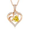 CDE Collana Donna Cuore Regalo Gioielli Donna Pendente Argento 925 Placcata Oro con Pietra di Nascita per Festa Della Mamma Compleanno San Valentino per Lei Mamma Fidanzata Moglie con 5A Cubic Zirconie