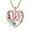 ALBERTBAND Collana Personalizzata in Argento 925 Ciondolo a Cuore con Nomi Incisione Collana per Donna Madre Figlia Regalo per Festa Della Mamma San Valentino (oro rosa-5pietre)