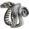 ForFox Anello a Forma di Serpente in Argento Sterling 925 Vintage Bicolore Gioielli Punk per Uomo Ragazzo Regolabile