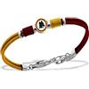 PRESTIGE & DELUXE Braccialetto Roma per bambino con cordino giallorosso ed elemento in acciaio anallergico L 13-16 cm, Chiusura a moschettone + portachiave squadra