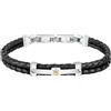 Maserati Jewels Bracciale Uomo in Acciaio, pelle riciclata, IP Oro Giallo - JM422AVE11