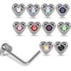 Monster Piercing Set di 20 piercing da naso a forma di cuore in argento Sterling 925 calibro 22, acrilico, argento Sterling