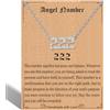 RWQIAN Collana da donna con ciondolo a forma di angelo con numero 000, 1111, 111, 222, 333, 444, 555, 666, 777, 888, 999, con ciondoli numerologici, idea regalo per donne e ragazze, 16 inches, Acciaio