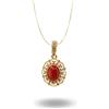 gioiellitaly Ciondolo donna argento 925 dorato filigranato con centrale corallo rosso naturale pendente con catenina veneziana 45 cm gioiello donna ragazza elegante gioiello artigianale