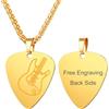 U7 Collana Plettro Chitarra Uomo Oro Acciaio Inossidabile, Collana Uomo Personalizzata Ciondolo Plettro Musica Gioielli Musicale Placcato Oro, Regalo per Compleanno Natale Anniversario