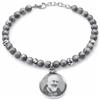 amorili Bracciale San Padre Pio da Pietrelcina in Acciaio Inox con Pietre Dure - Gioiello Religioso Cattolico Cristiano Unisex, Idea Regalo Fede e Devozione (giada grigia)